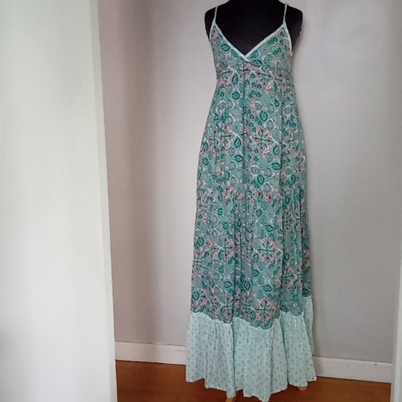 Roxy XS maxi Sundress with adjustable straps in turquoise Ethnic print - Picture 3 of 7